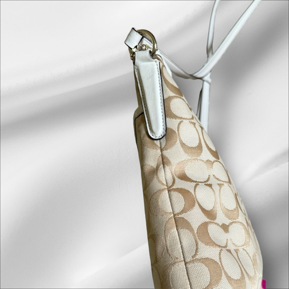 COACH FILE CROSSBODY IN SIGNATURE JACQUARD Khaki/Chalk GUC - Picture 5 of 10